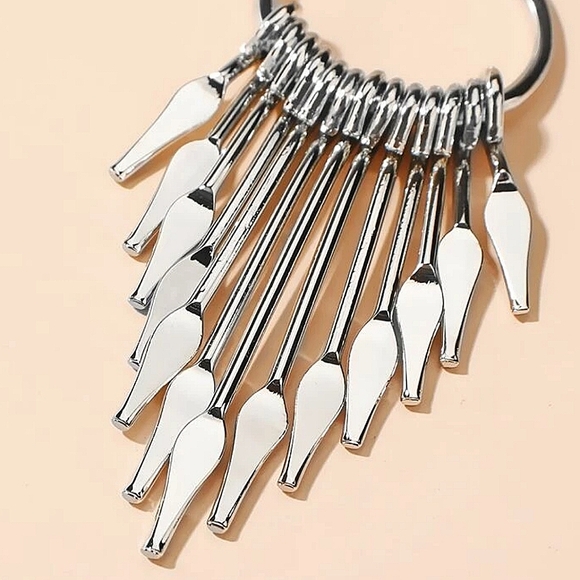 Silver Arrow Tassel Dangle Earrings - Picture 3 of 3